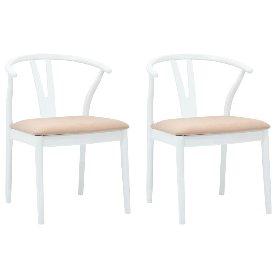 Eetkamerstoel 2 Pcs Massief Rubberhout Wit en bruin