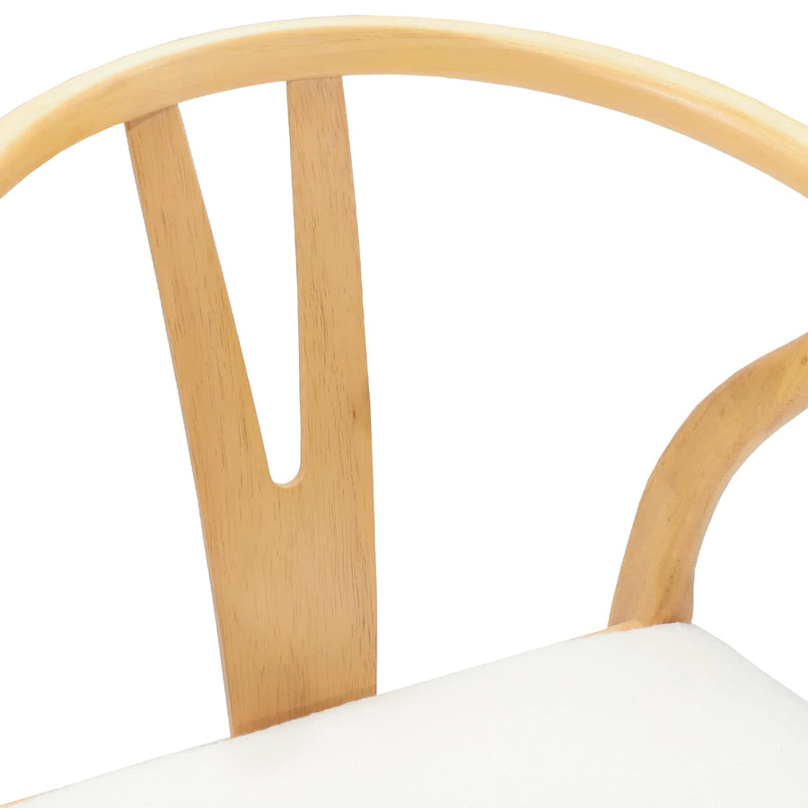 Eetkamerstoel 2 Pcs En Licht Massief Rubberhout Natuurlijk en wit