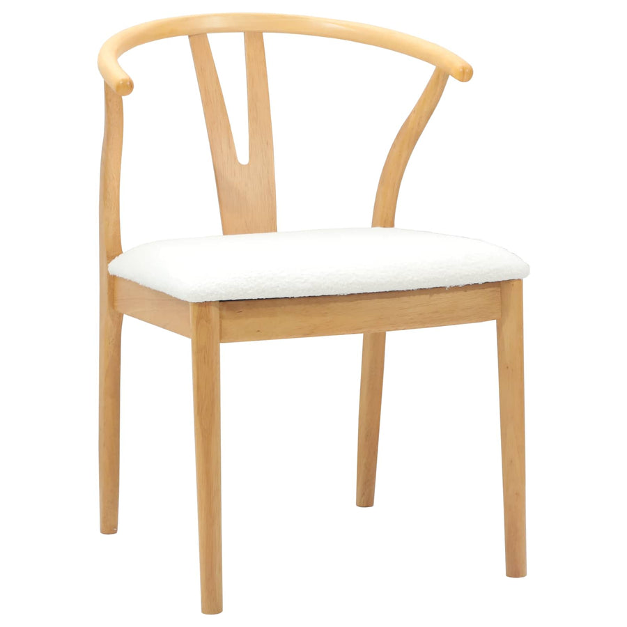 Eetkamerstoel 2 Pcs En Licht Massief Rubberhout Natuurlijk en wit