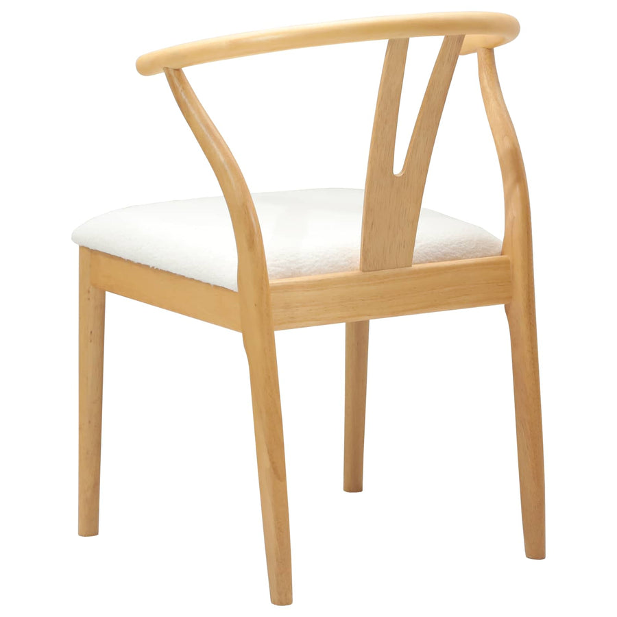 Eetkamerstoel 2 Pcs En Licht Massief Rubberhout Natuurlijk en wit