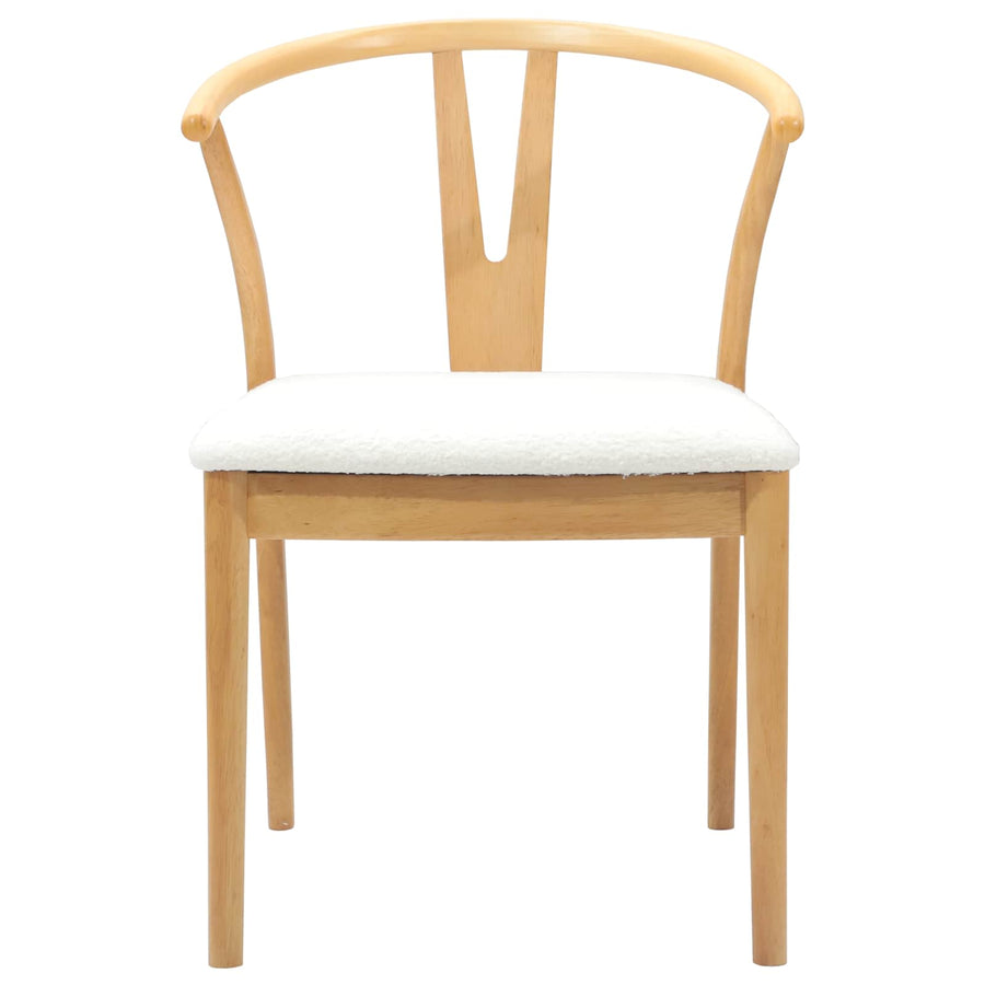 Eetkamerstoel 2 Pcs En Licht Massief Rubberhout Natuurlijk en wit
