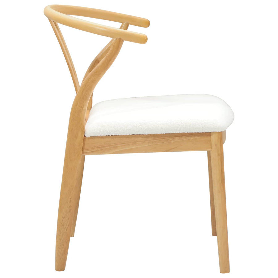 Eetkamerstoel 2 Pcs En Licht Massief Rubberhout Natuurlijk en wit