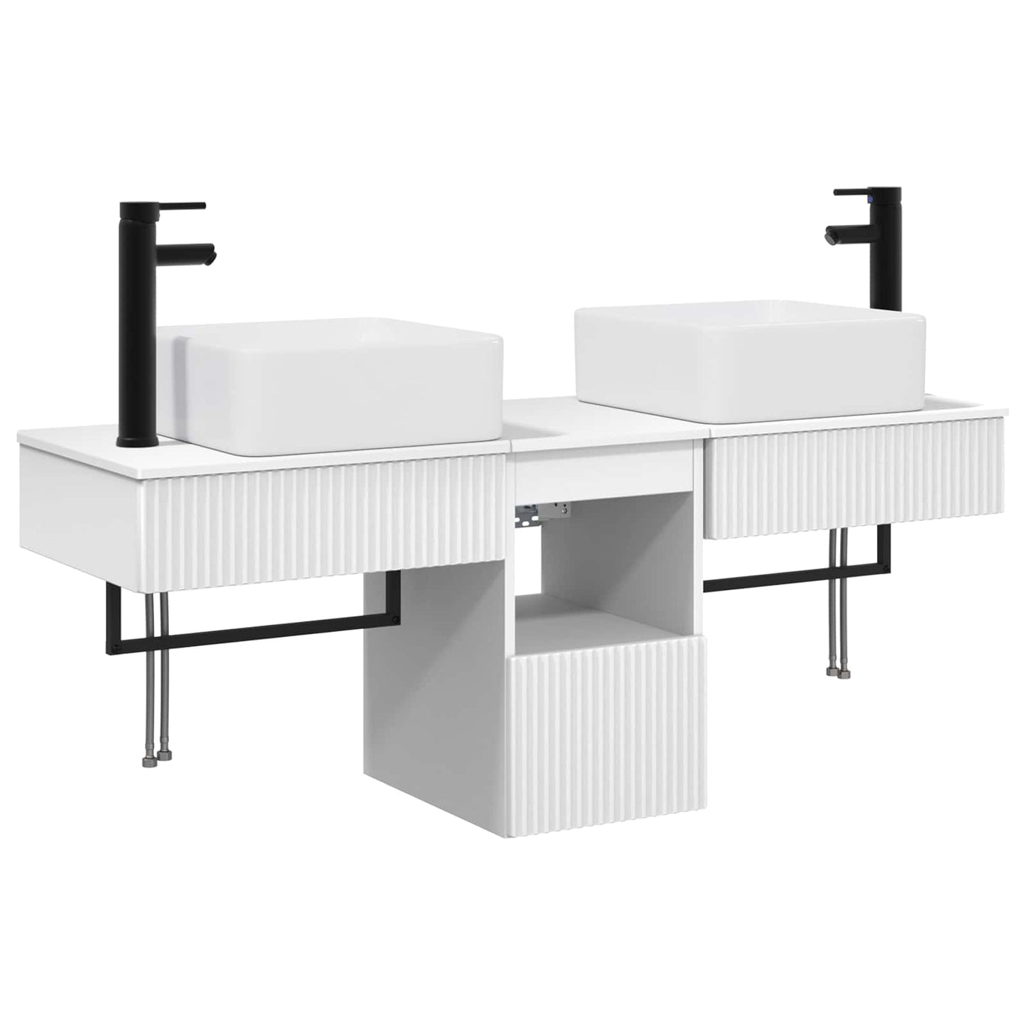 Badkamerkastenset 3 st Wit 53 x 35 x 39 cm Bewerkt hout