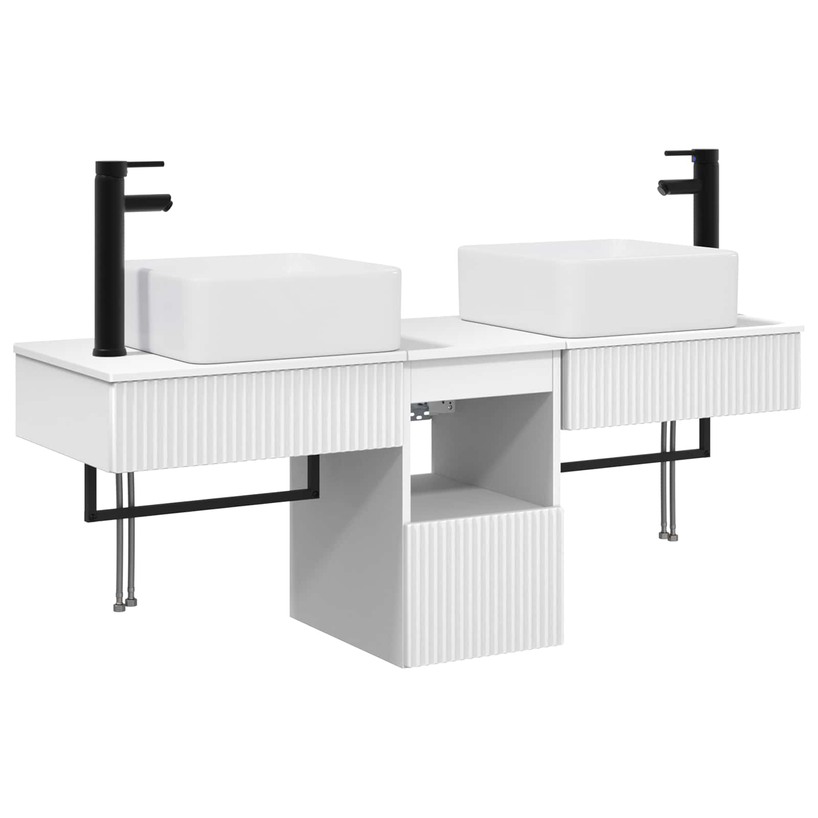Badkamerkastenset 3 st Wit 53 x 35 x 39 cm Bewerkt hout