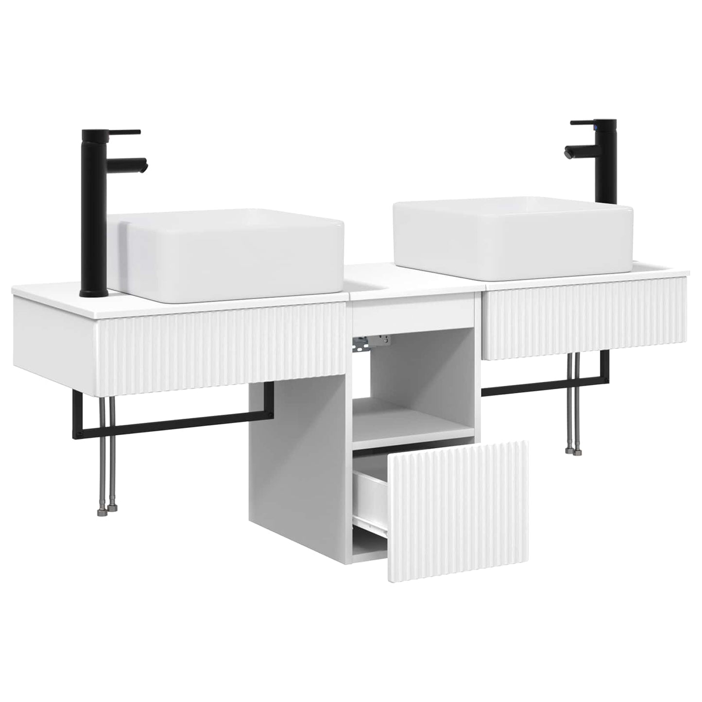 Badkamerkastenset 3 st Wit 53 x 35 x 39 cm Bewerkt hout