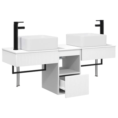 Badkamerkastenset 3 st Wit 53 x 35 x 39 cm Bewerkt hout
