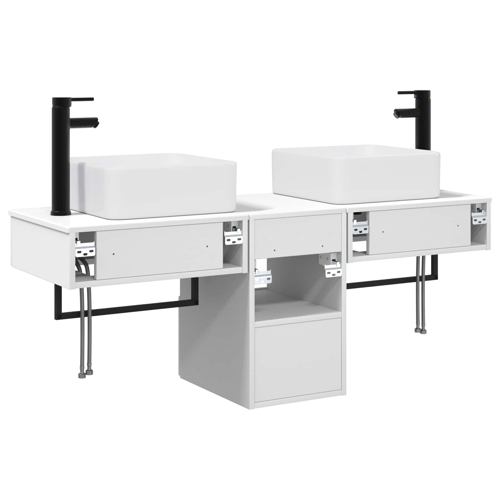 Badkamerkastenset 3 st Wit 53 x 35 x 39 cm Bewerkt hout
