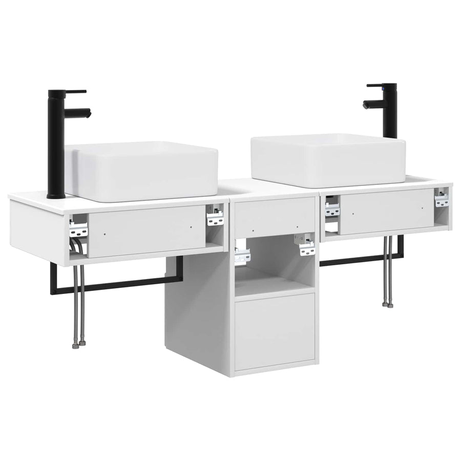 Badkamerkastenset 3 st Wit 53 x 35 x 39 cm Bewerkt hout