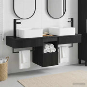 Badkamerset 2x wastafel en kast zwart 53x35x39 cm