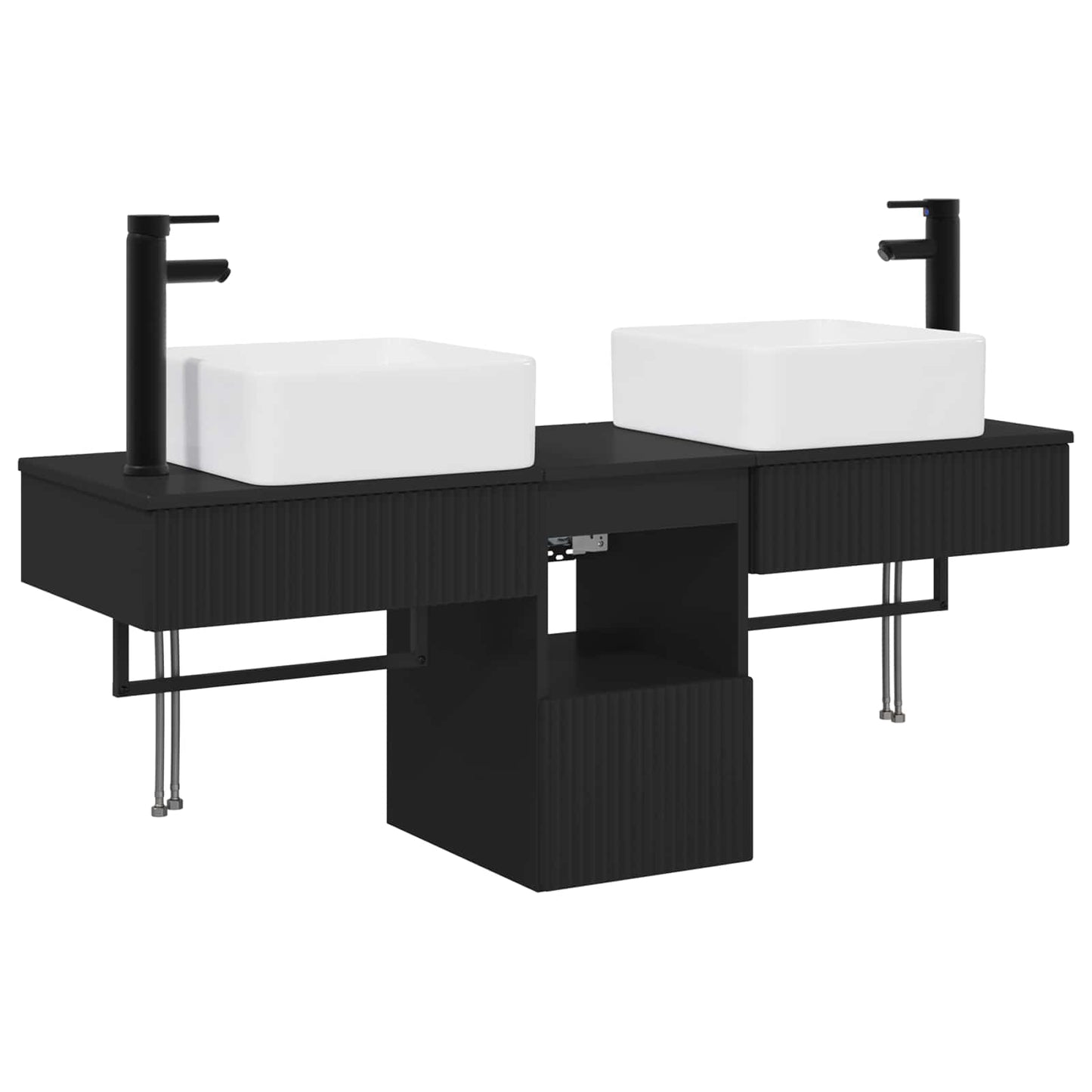 Badkamerkastenset 3 st Zwart 53 x 35 x 39 cm Bewerkt hout