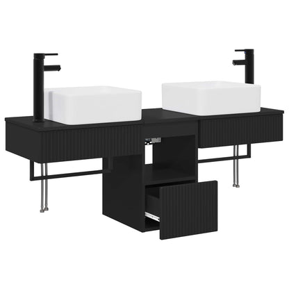 Badkamerkastenset 3 st Zwart 53 x 35 x 39 cm Bewerkt hout
