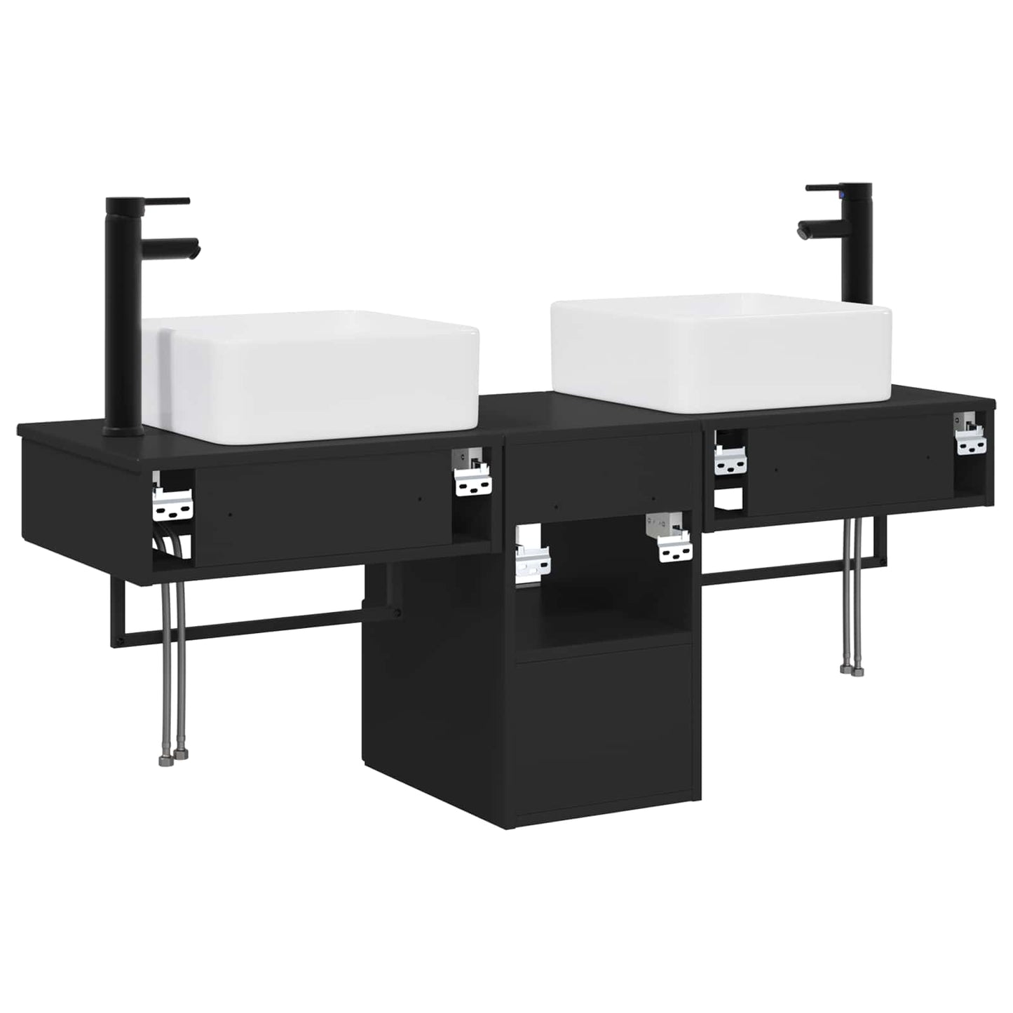 Badkamerkastenset 3 st Zwart 53 x 35 x 39 cm Bewerkt hout