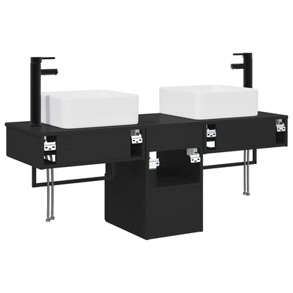 Badkamerkastenset 3 st Zwart 53 x 35 x 39 cm Bewerkt hout