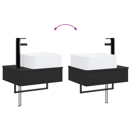 Badkamerkastenset 3 st Zwart 53 x 35 x 39 cm Bewerkt hout