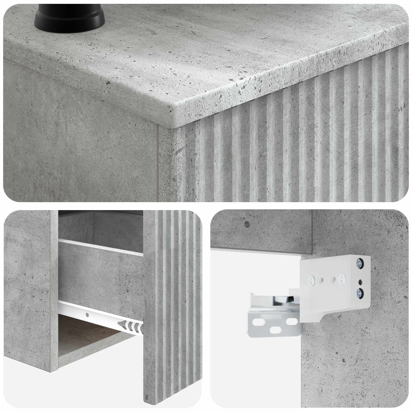 Badkamerkastenset 3 st Betongrijs 53 x 35 x 39 cm Bewerkt hout