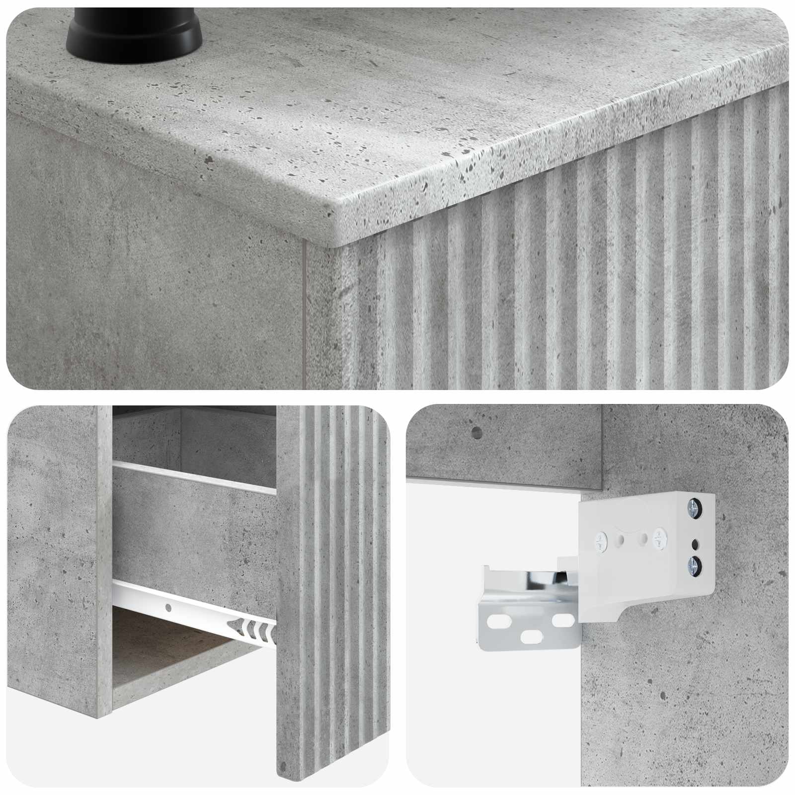 Badkamerkastenset 3 st Betongrijs 53 x 35 x 39 cm Bewerkt hout