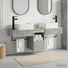 Badkamerkastenset 3 st Betongrijs 53 x 35 x 39 cm Bewerkt hout