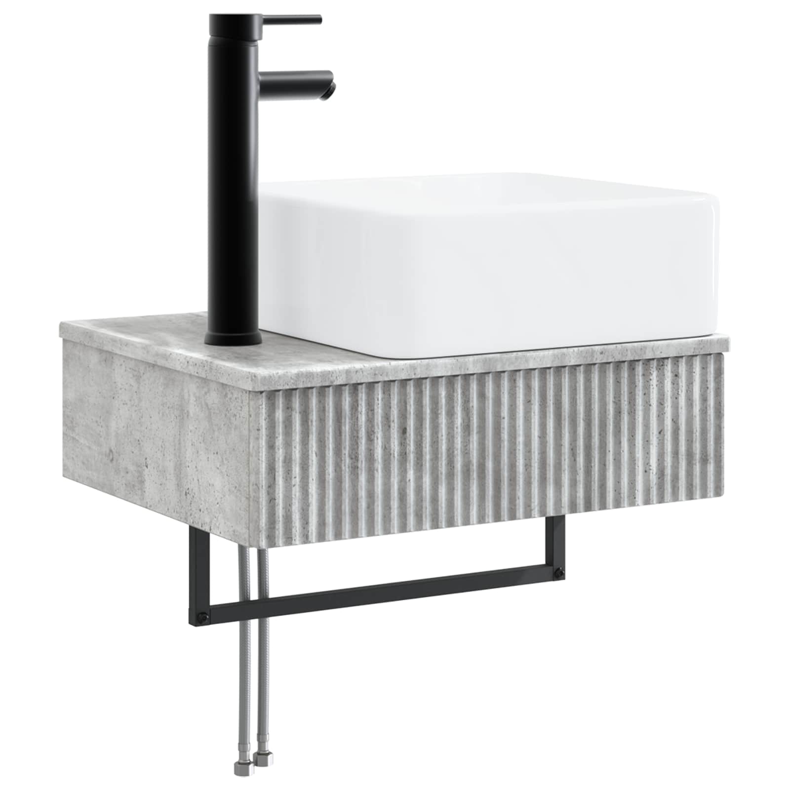 Badkamerkastenset 3 st Betongrijs 53 x 35 x 39 cm Bewerkt hout