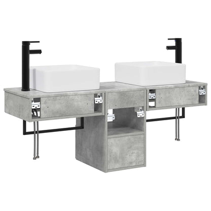 Badkamerkastenset 3 st Betongrijs 53 x 35 x 39 cm Bewerkt hout