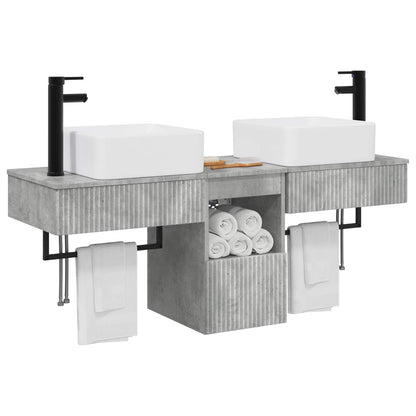 Badkamerkastenset 3 st Betongrijs 53 x 35 x 39 cm Bewerkt hout