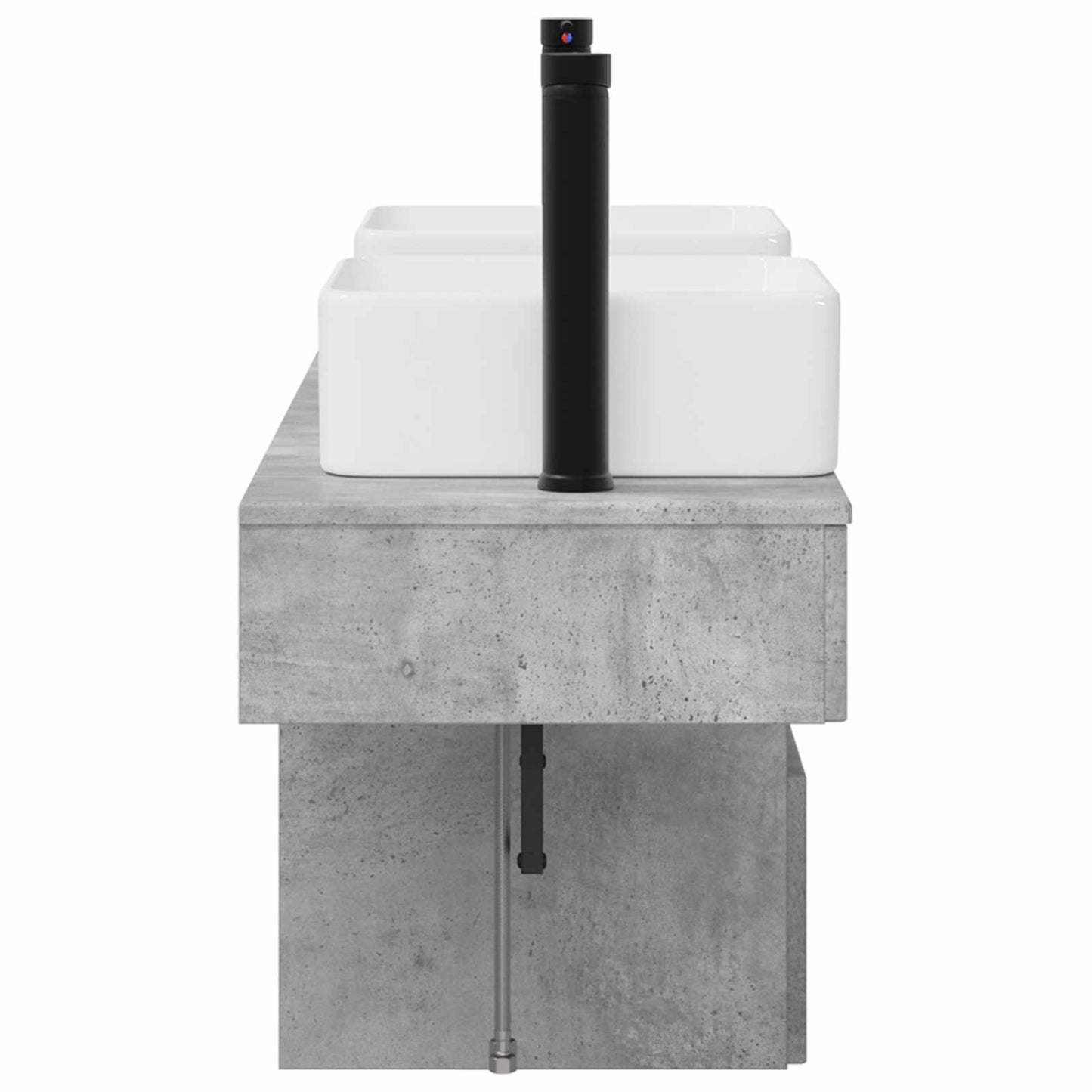 Badkamerkastenset 3 st Betongrijs 53 x 35 x 39 cm Bewerkt hout
