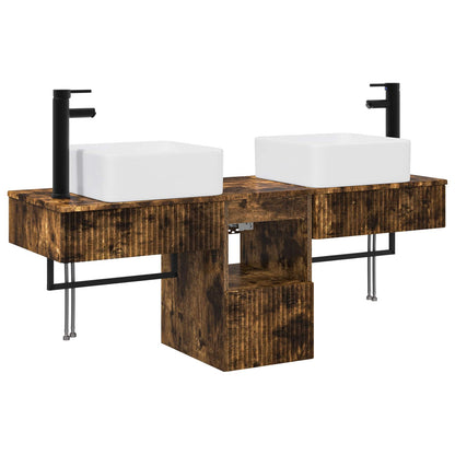 Badkamerkastenset 3 st Gerookt eiken 53 x 35 x 39 cm