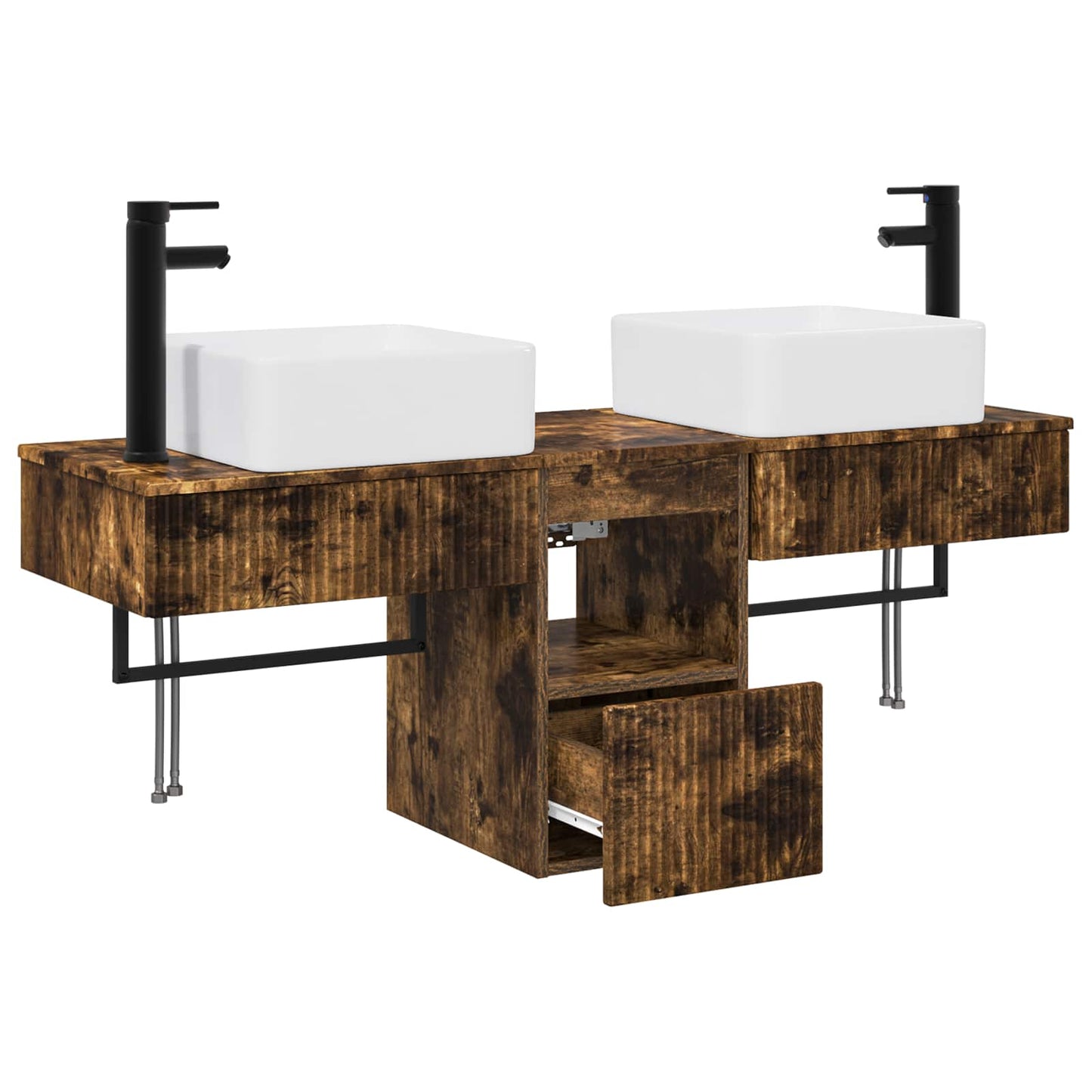 Badkamerkastenset 3 st Gerookt eiken 53 x 35 x 39 cm