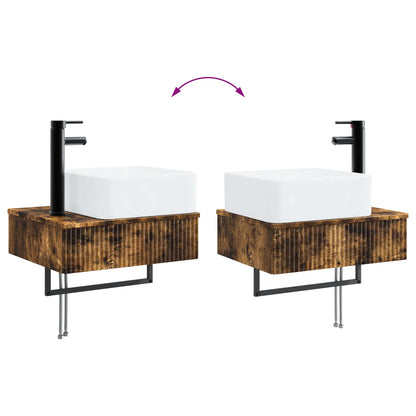 Badkamerkastenset 3 st Gerookt eiken 53 x 35 x 39 cm