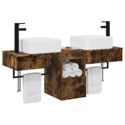 Badkamerkastenset 3 st Gerookt eiken 53 x 35 x 39 cm