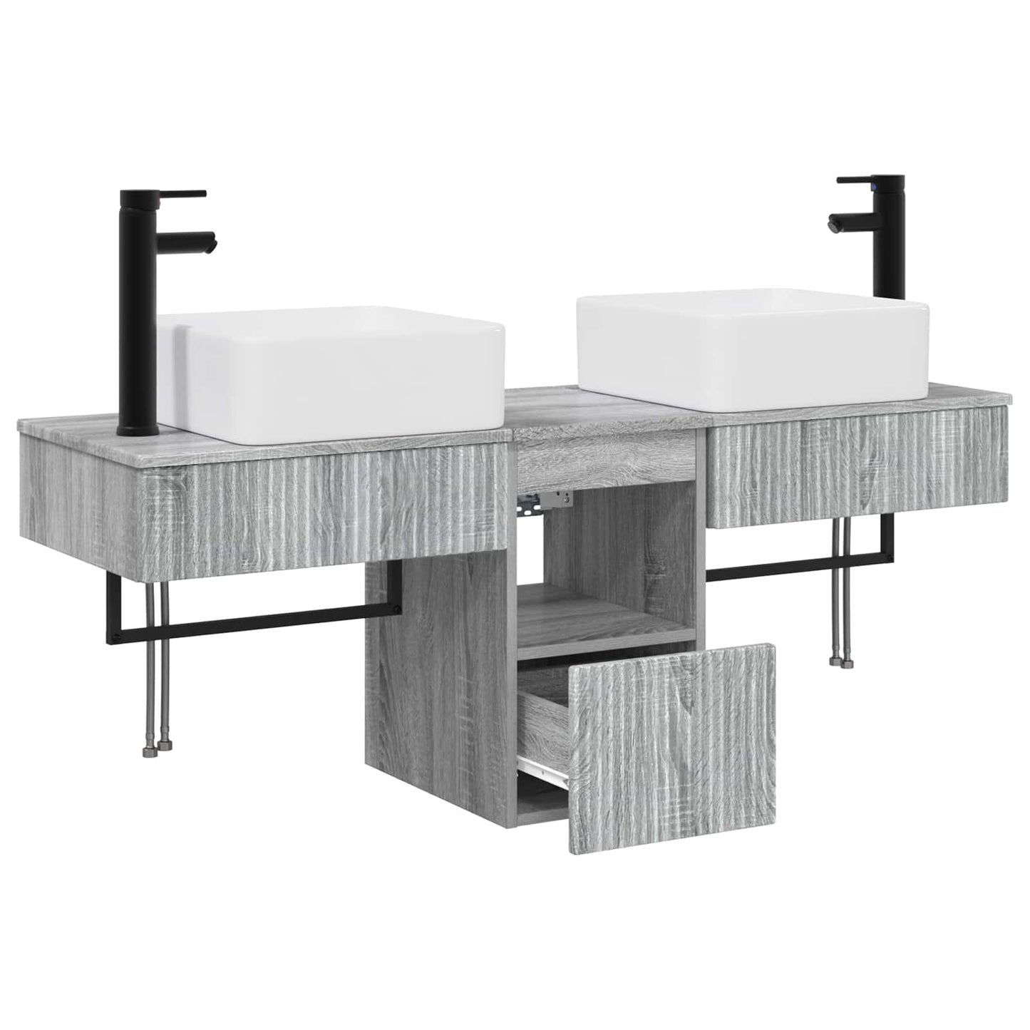 Badkamerkastenset 3 st Grijs Sonoma 53 x 35 x 39 cm