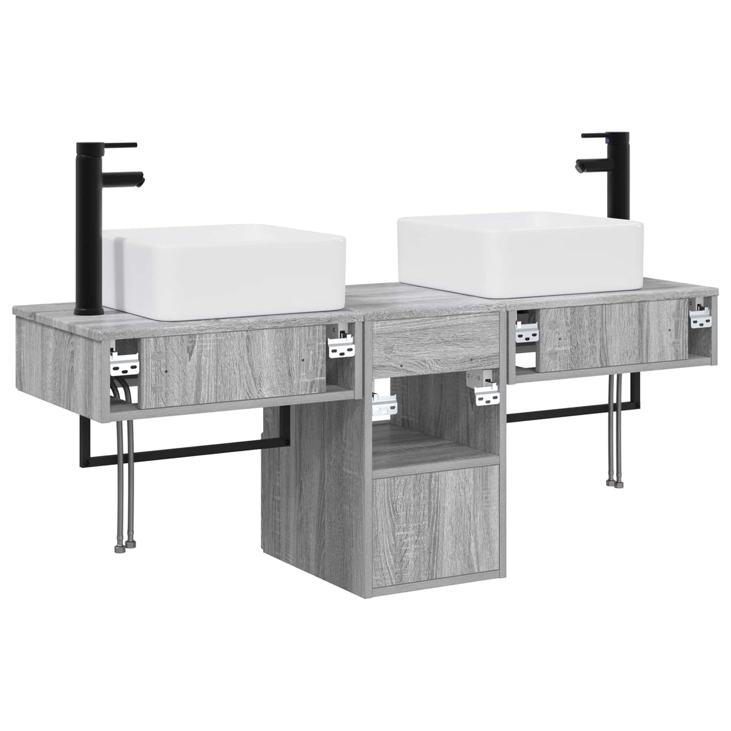 Badkamerkastenset 3 st Grijs Sonoma 53 x 35 x 39 cm