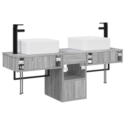 Badkamerkastenset 3 st Grijs Sonoma 53 x 35 x 39 cm