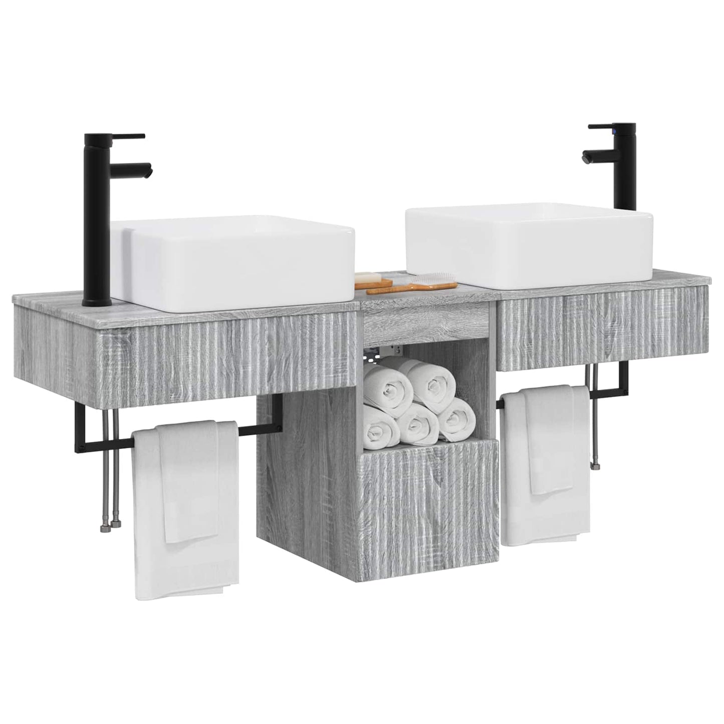 Badkamerkastenset 3 st Grijs Sonoma 53 x 35 x 39 cm