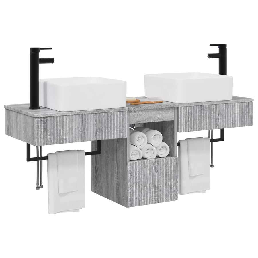 Badkamerkastenset 3 st Grijs Sonoma 53 x 35 x 39 cm