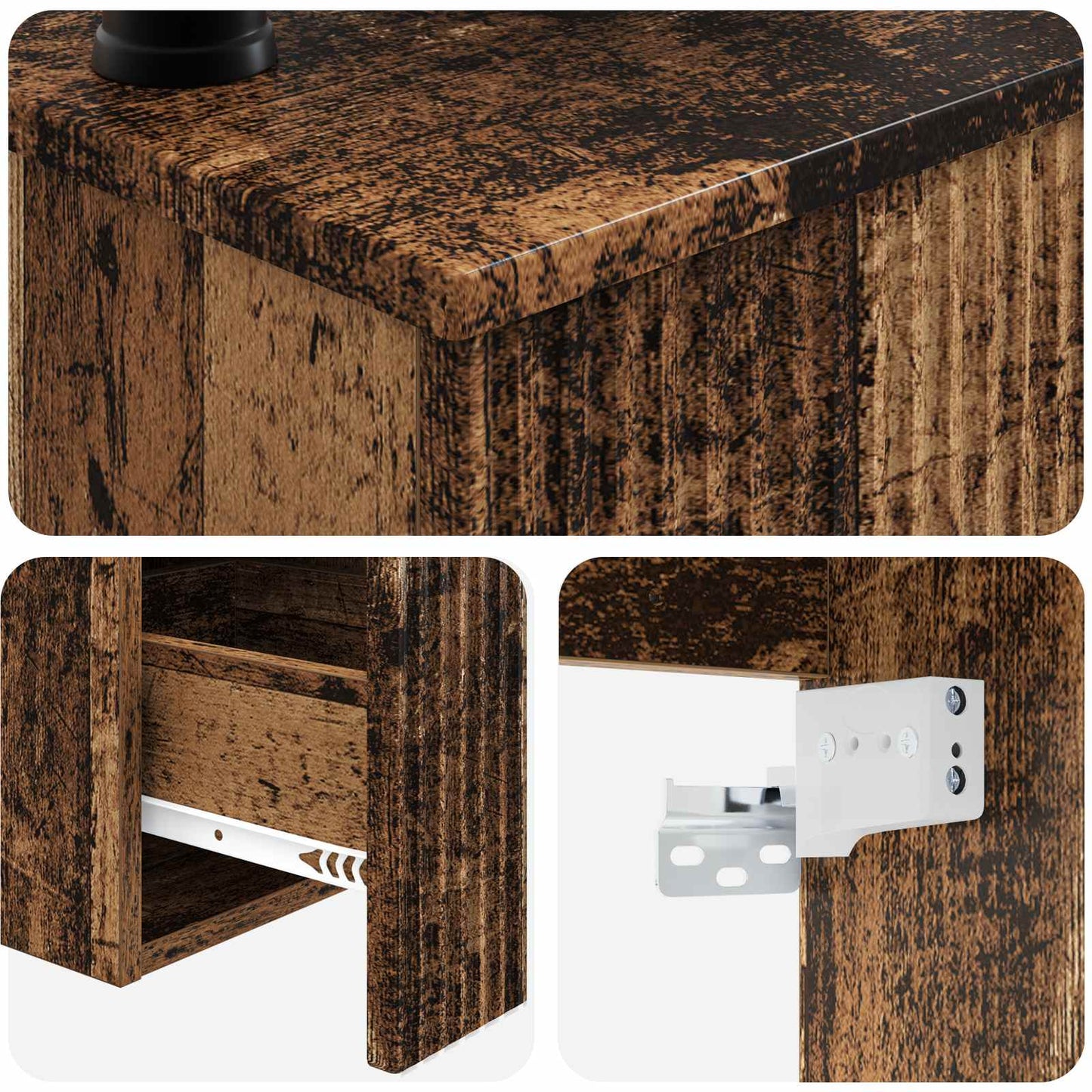 Badkamerkastenset 3 st Oud hout 53 x 35 x 39 cm Bewerkt hout