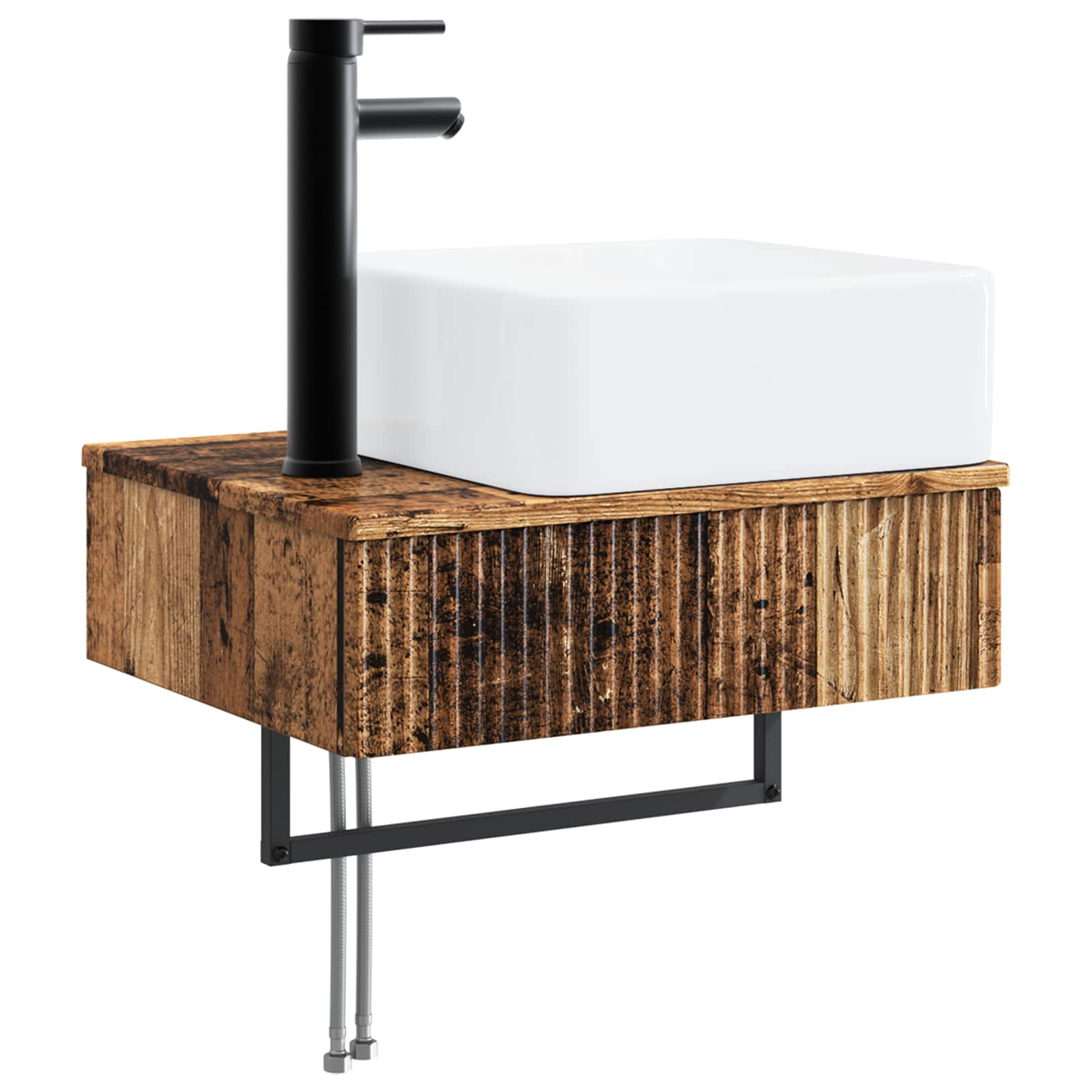 Badkamerkastenset 3 st Oud hout 53 x 35 x 39 cm Bewerkt hout