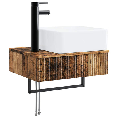 Badkamerkastenset 3 st Oud hout 53 x 35 x 39 cm Bewerkt hout