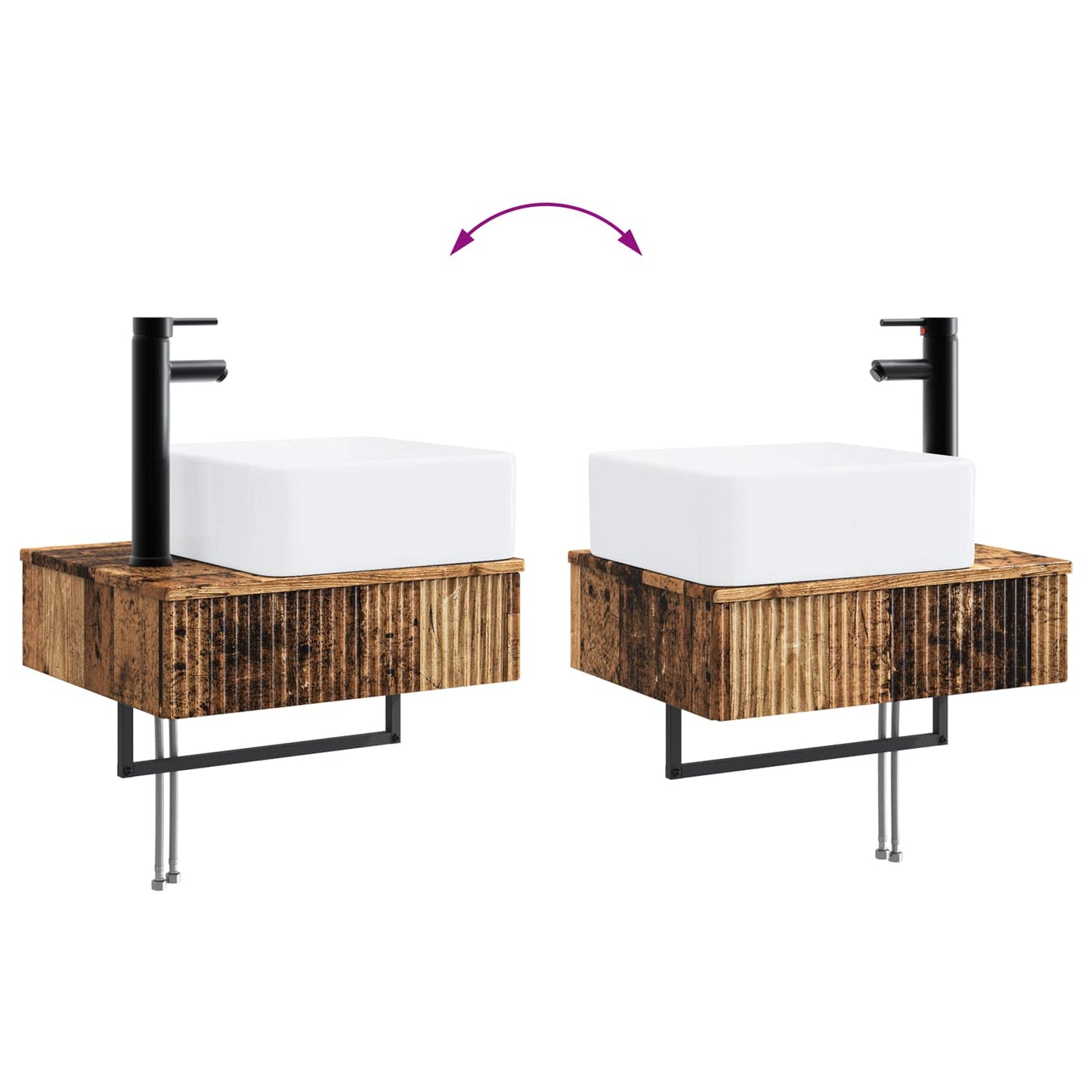 Badkamerkastenset 3 st Oud hout 53 x 35 x 39 cm Bewerkt hout