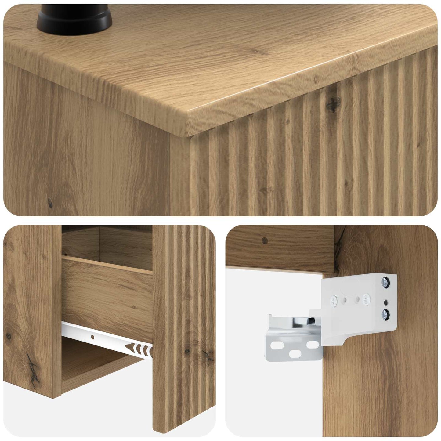 Badkamerkastenset 3 st Artisanaal eiken 53 x 35 x 39 cm