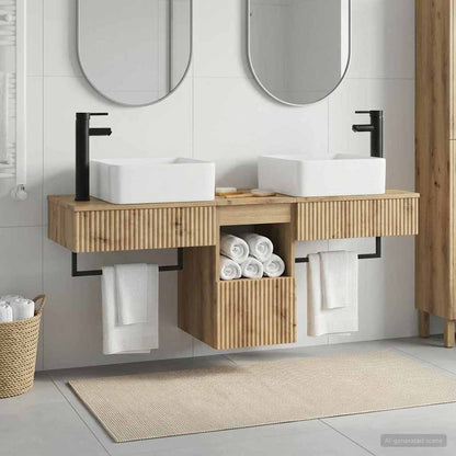 Badkamerkastenset 3 st Artisanaal eiken 53 x 35 x 39 cm
