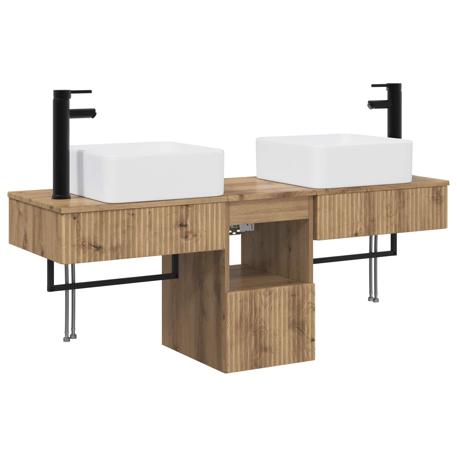 Badkamerkastenset 3 st Artisanaal eiken 53 x 35 x 39 cm