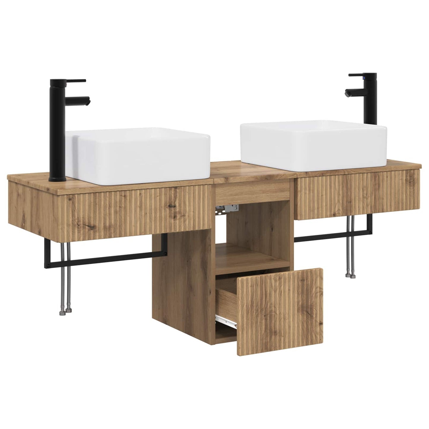 Badkamerkastenset 3 st Artisanaal eiken 53 x 35 x 39 cm