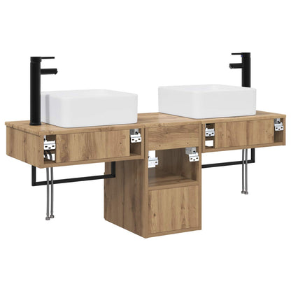 Badkamerkastenset 3 st Artisanaal eiken 53 x 35 x 39 cm
