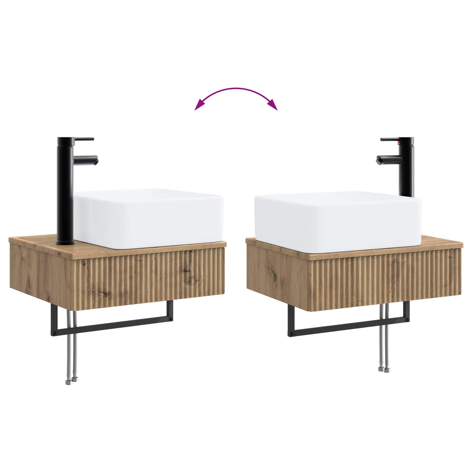 Badkamerkastenset 3 st Artisanaal eiken 53 x 35 x 39 cm