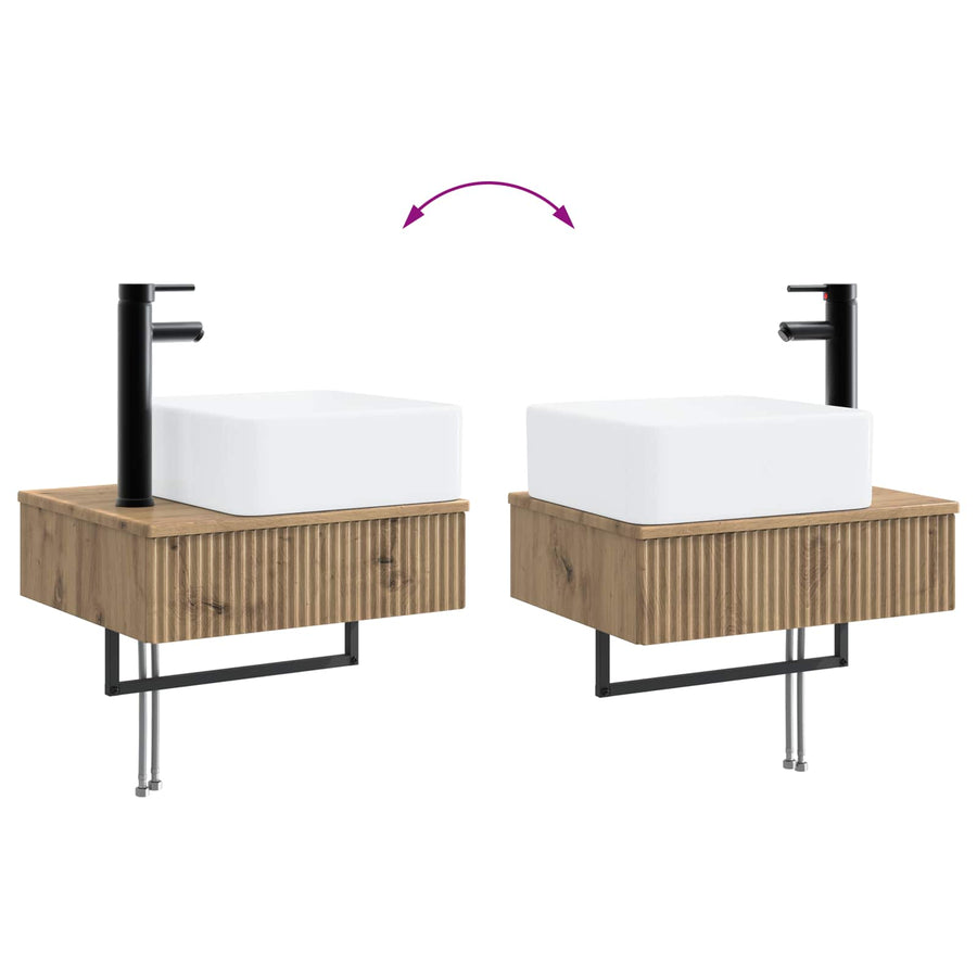 Badkamerkastenset 3 st Artisanaal eiken 53 x 35 x 39 cm