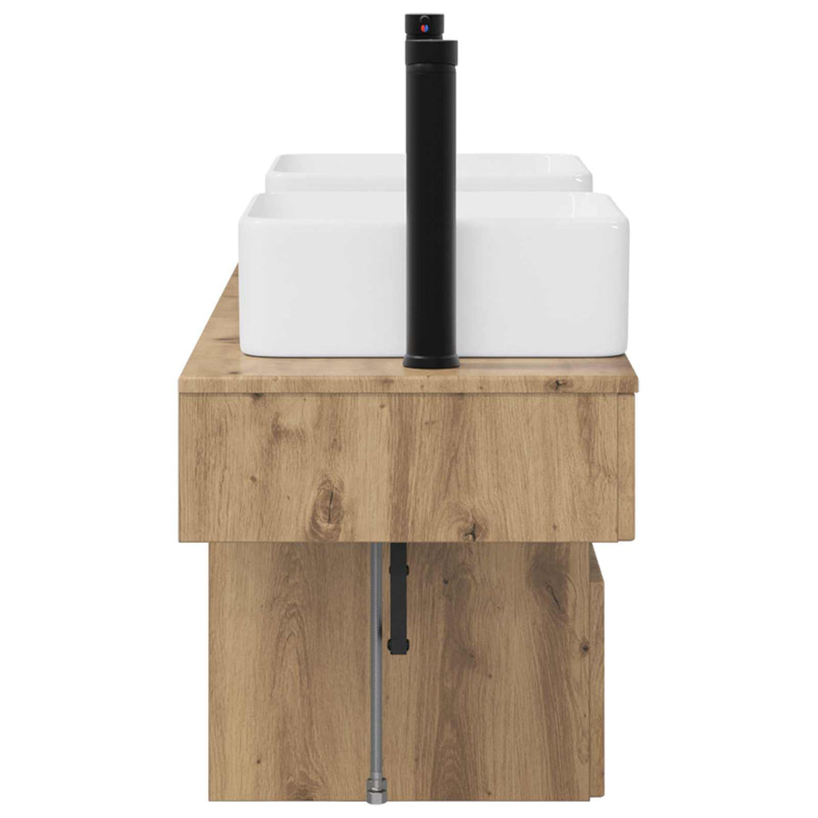 Badkamerkastenset 3 st Artisanaal eiken 53 x 35 x 39 cm