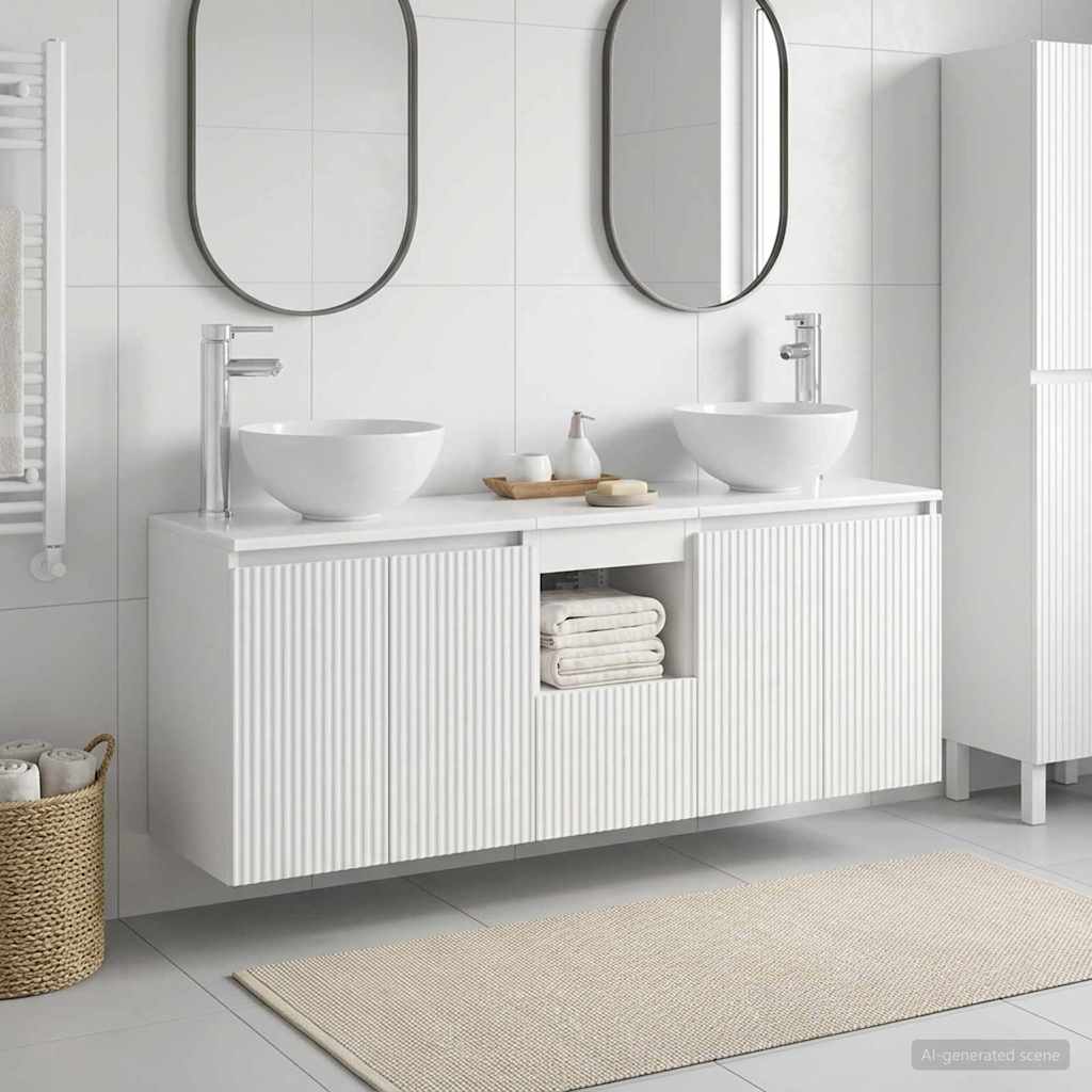 Badkamerkastenset 3 st Wit 49,5 x 35 x 63 cm Bewerkt hout