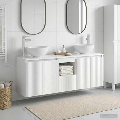 Badkamerkastenset 3 st Wit 49,5 x 35 x 63 cm Bewerkt hout