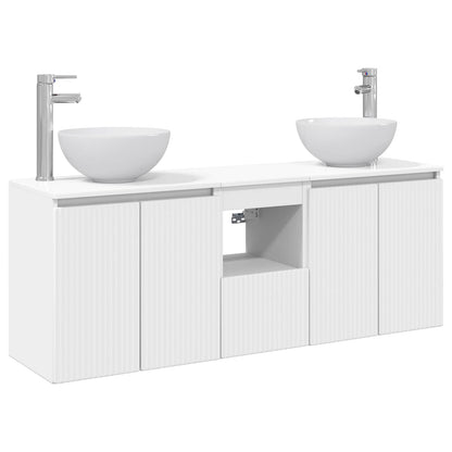 Badkamerkastenset 3 st Wit 49,5 x 35 x 63 cm Bewerkt hout