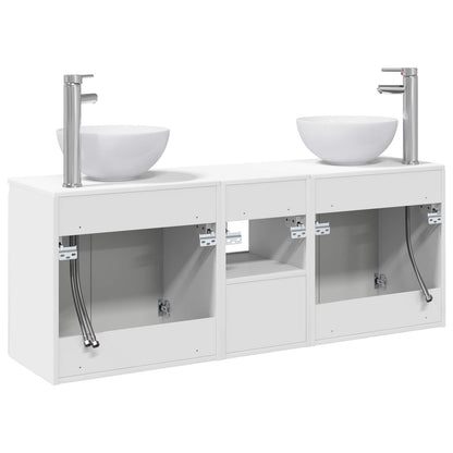 Badkamerkastenset 3 st Wit 49,5 x 35 x 63 cm Bewerkt hout